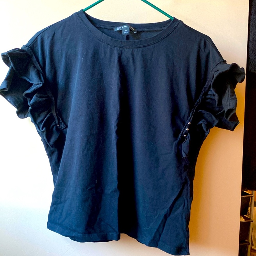 INC International Concepts Black Size XS short sleeve, waist length shirt